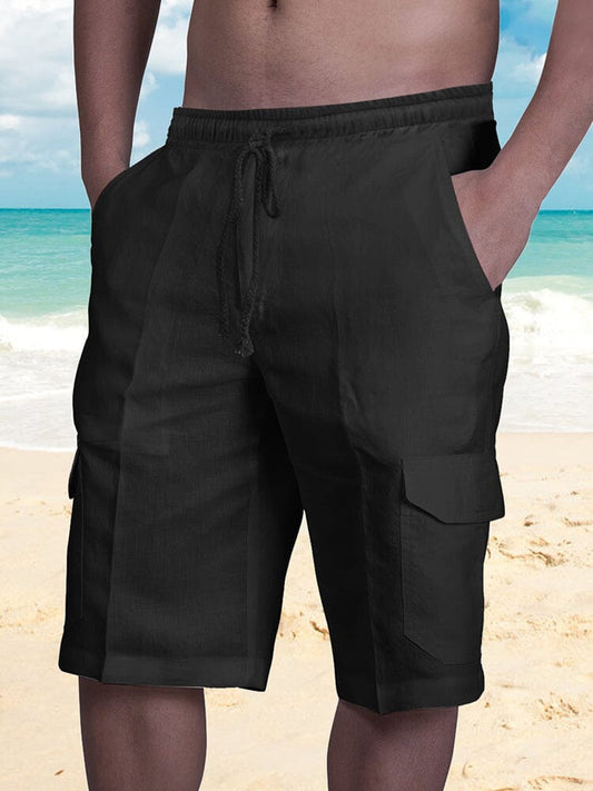 Mens shorts with drawstring waist and cargo pockets