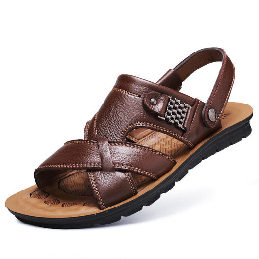 Men sandals with slingback strap and crossover front, open toe