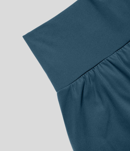 Womens shorts with high waist, 2 in 1 design and side phone pocket