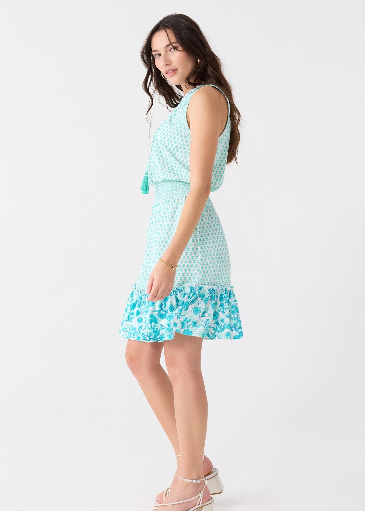 Summer dresses for women with smocked waist and tassel tie