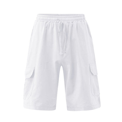 Mens shorts with drawstring waist and cargo pockets