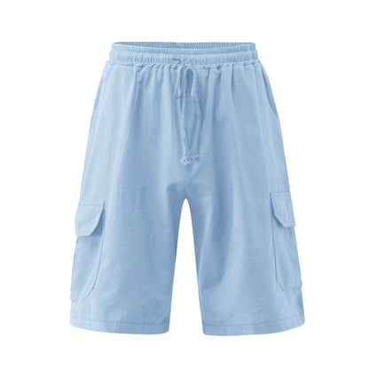 Mens shorts with drawstring waist and cargo pockets
