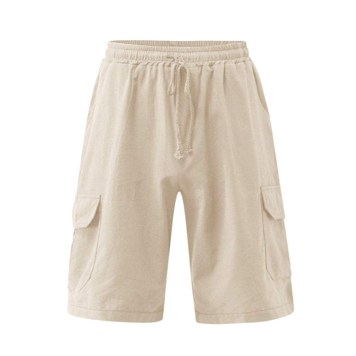 Mens shorts with drawstring waist and cargo pockets