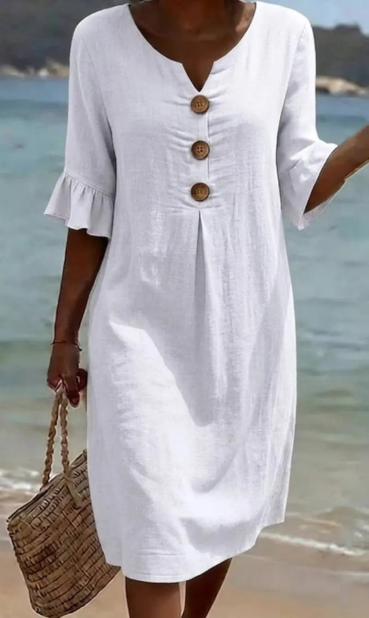 Summer dresses for women with flutter sleeves and button front