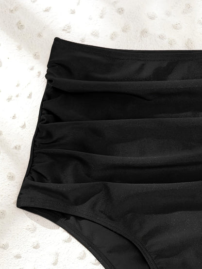 Swimwear high waist bikini bottoms with ruched detail for women