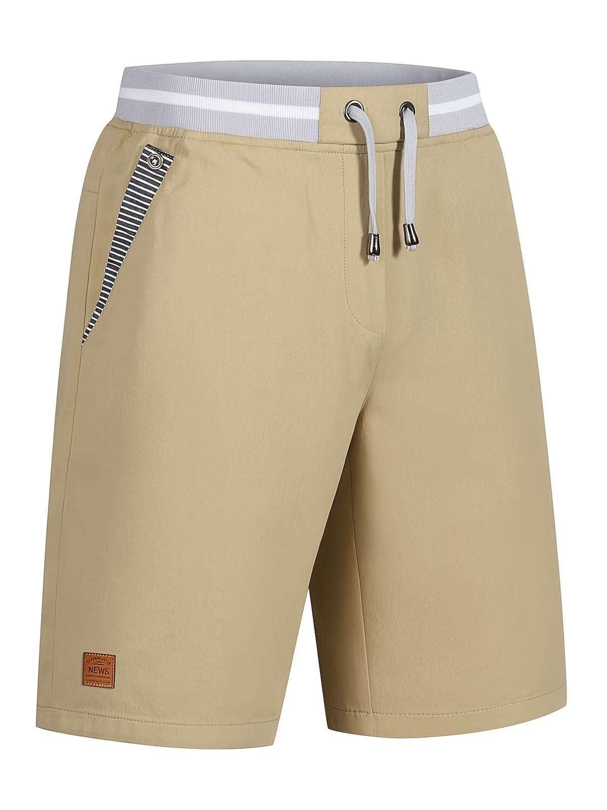 Mens shorts with elasticated drawstring waist and side pockets