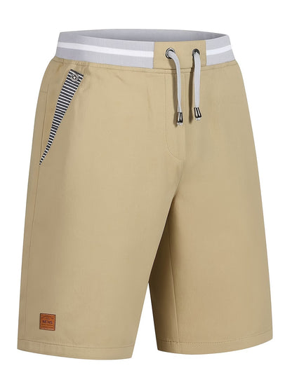 Mens shorts with elasticated drawstring waist and side pockets