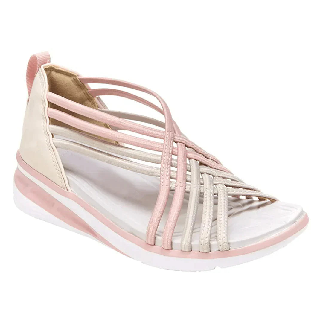 Women sandals with open toe, criss cross straps and wedge sole