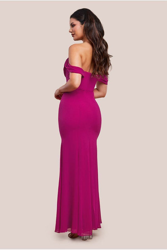 Formal dresses for women off the shoulder cowl neck maxi dress