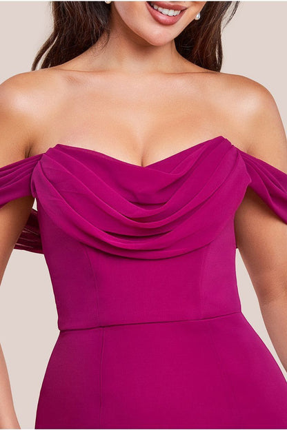Formal dresses for women off the shoulder cowl neck maxi dress