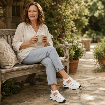 Women sandals with platform sole and adjustable strap