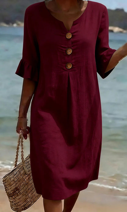 Summer dresses for women with flutter sleeves and button front