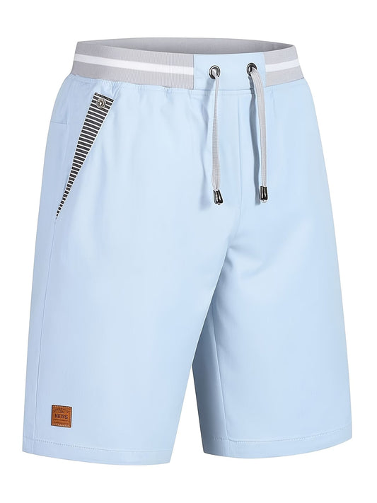 Mens shorts with elasticated drawstring waist and side pockets