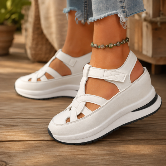 Women sandals with platform sole and adjustable strap