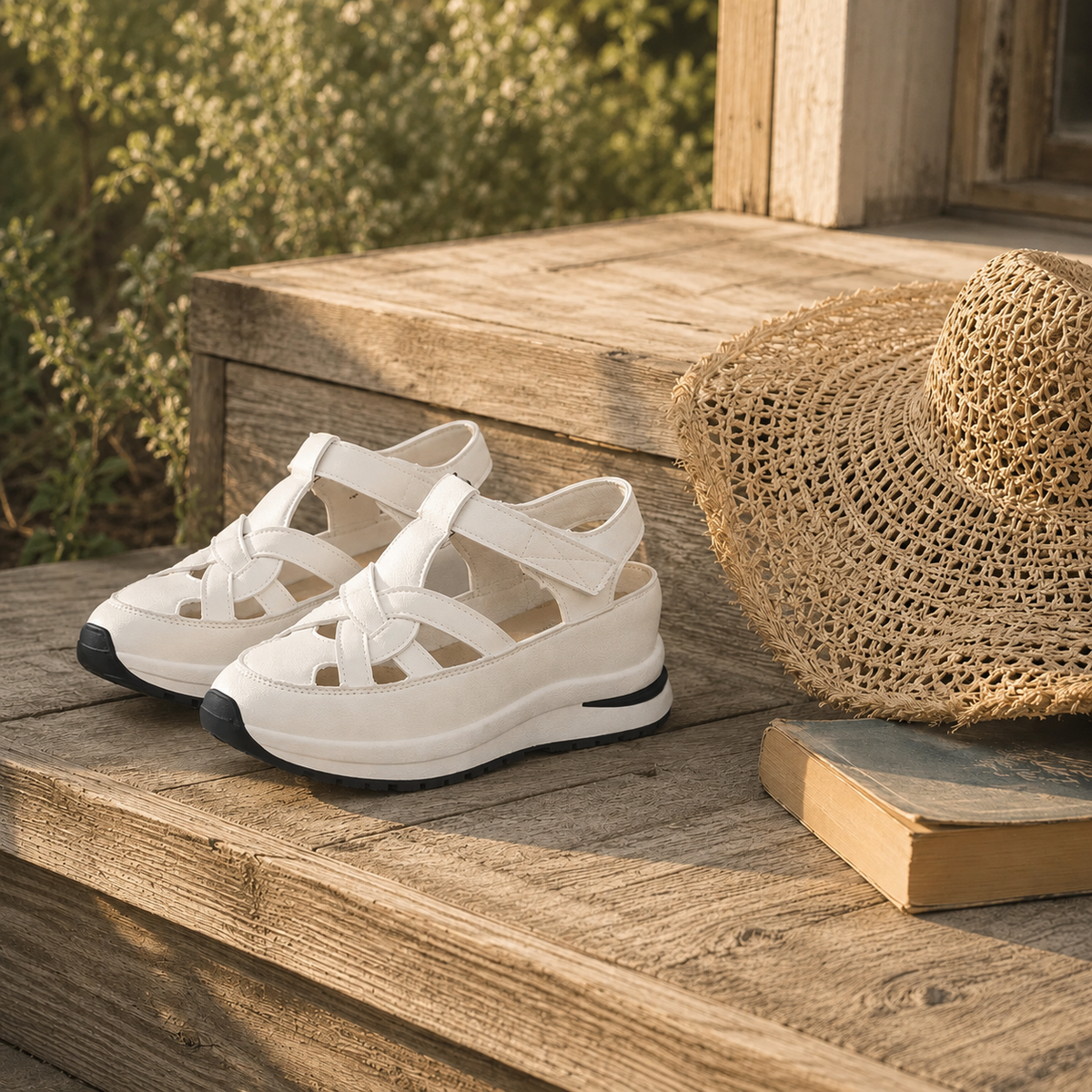 Women sandals with platform sole and adjustable strap