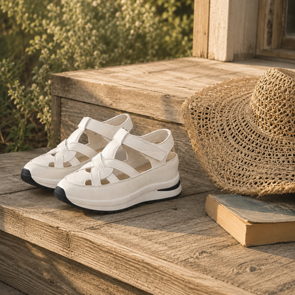 Women sandals with platform sole and adjustable strap
