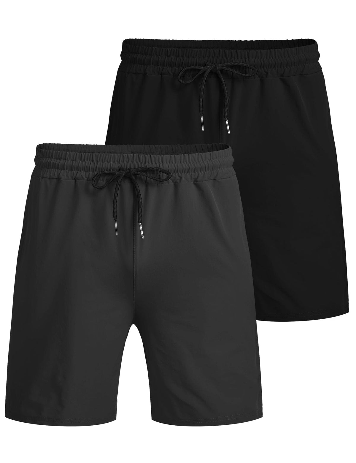 Mens shorts 2 pack with drawstring waist, side pockets and split hem