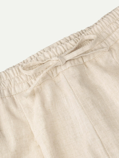 Mens shorts with drawstring waist and turn-up hems for summer