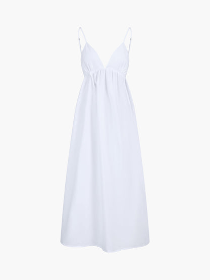 Maxi dresses for women with V-neck, open back and adjustable straps