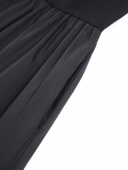 Sleeveless maxi dresses for women with crew neck and gathered skirt