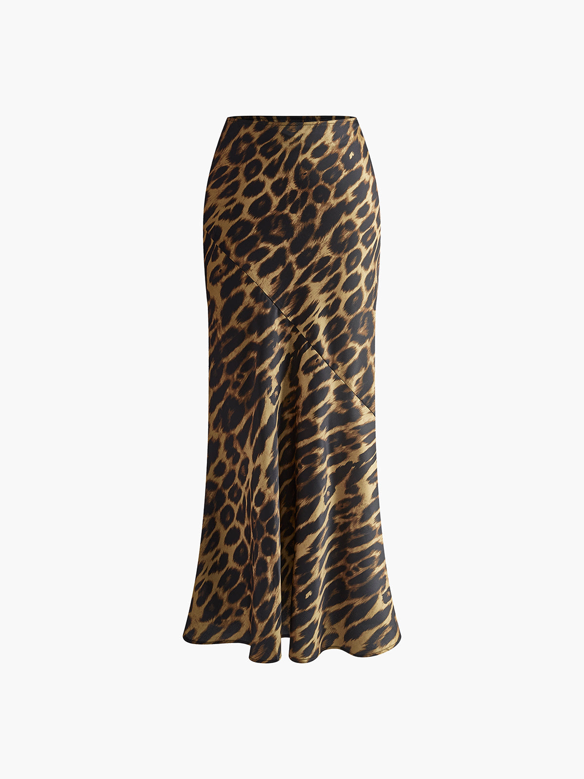 Women's low waist leopard print maxi skirt with slim fit and flared hem