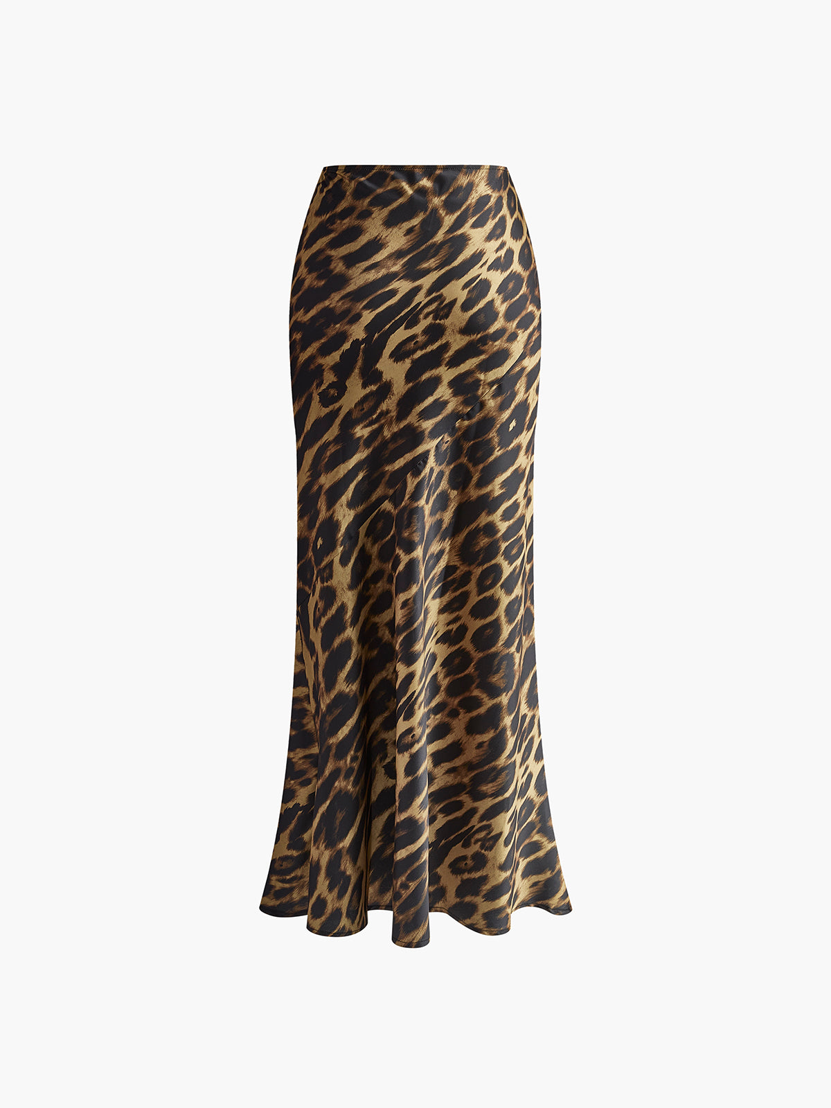 Women's low waist leopard print maxi skirt with slim fit and flared hem