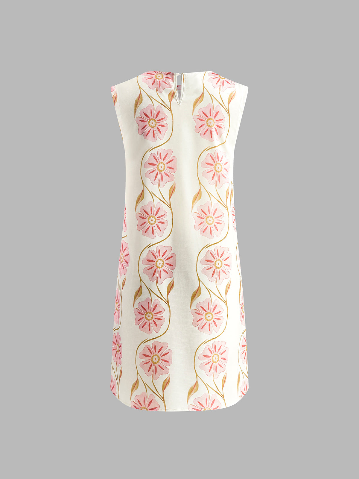 Floral print summer dresses for women with sleeveless crew neck mini
