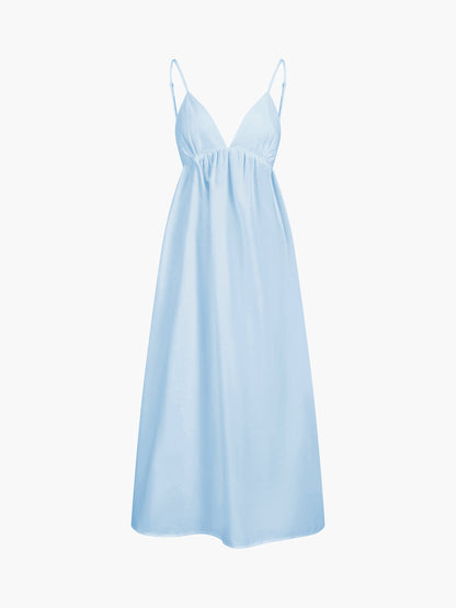 Maxi dresses for women with V-neck, open back and adjustable straps