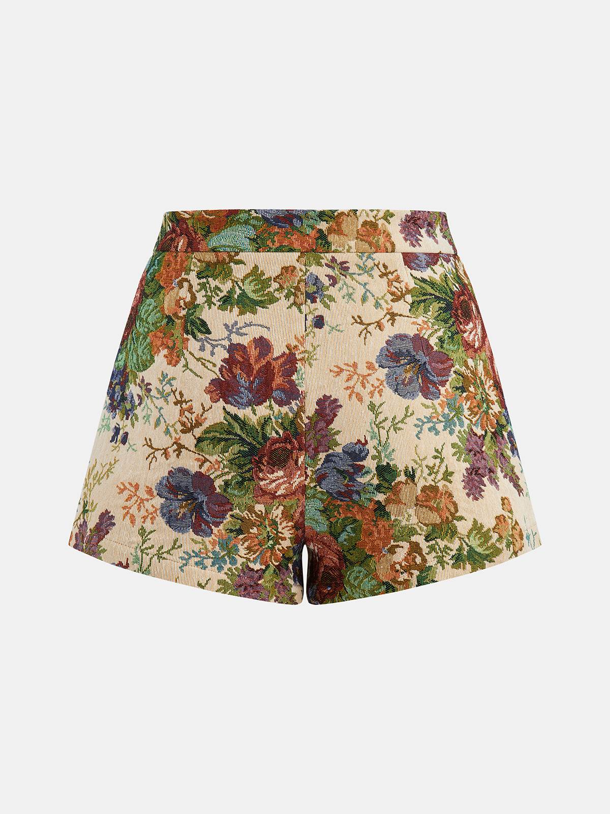 Womens shorts with a floral print and mid waist design