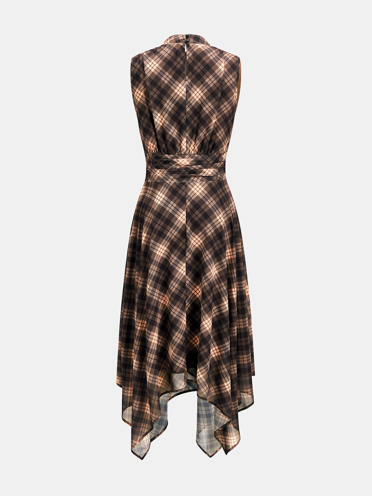 Mock neck midi dress for women with handkerchief hem