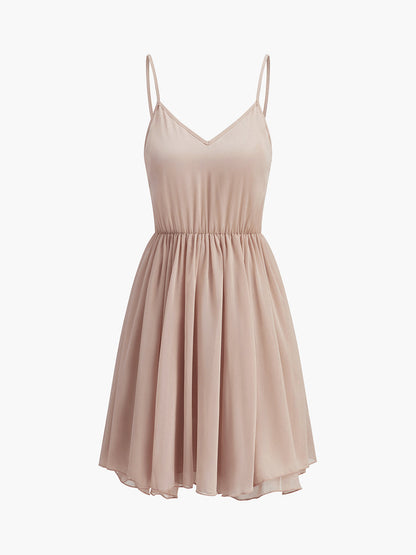 Mock neck mini dress with ruffle trim and cape overlay for women