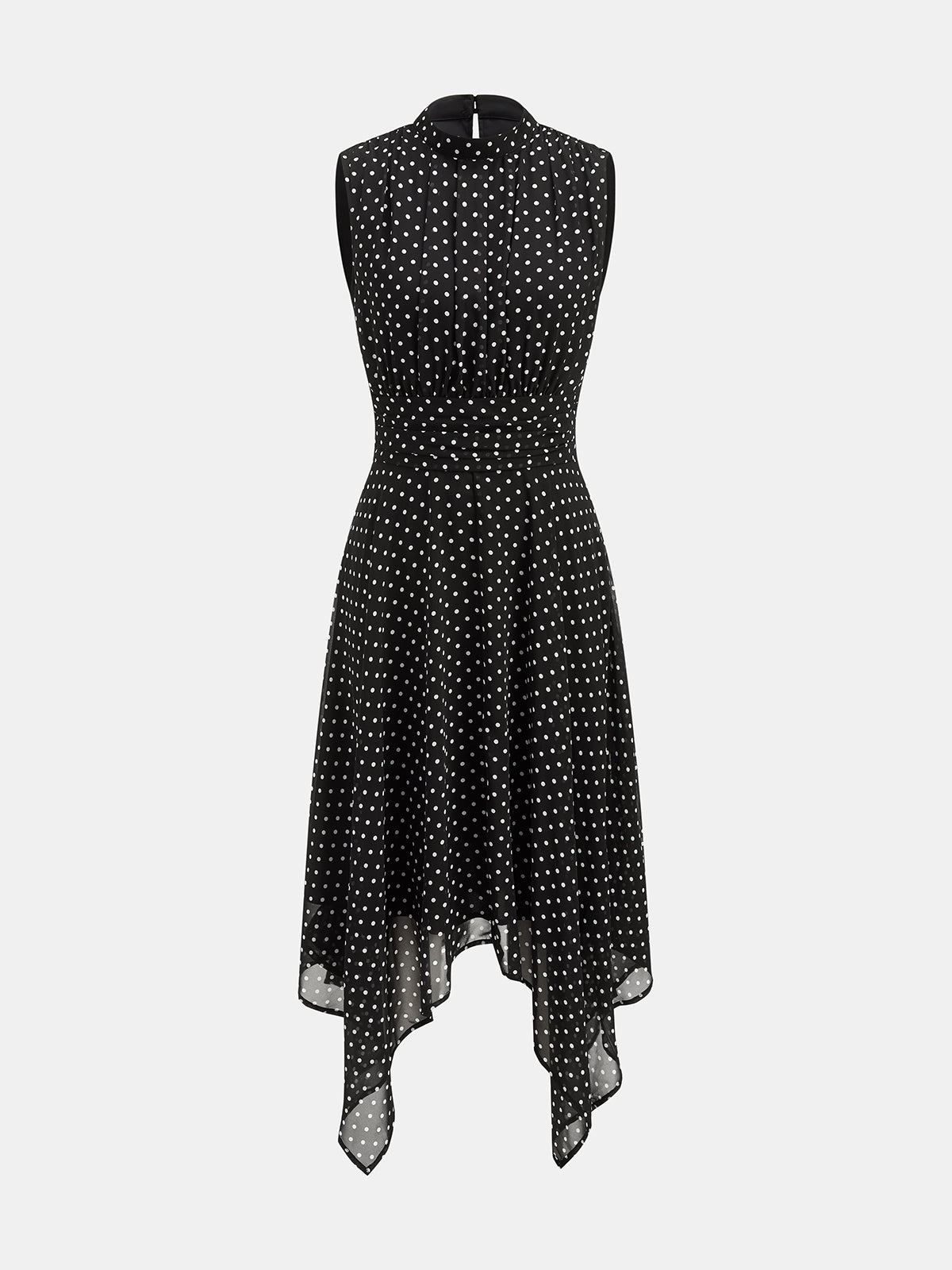 Mock neck midi dress for women with handkerchief hem
