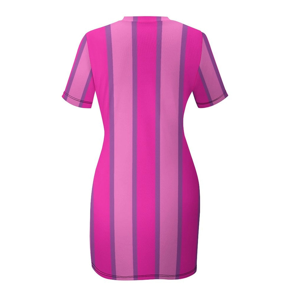 Striped mini dress for women with short sleeves and crew neck