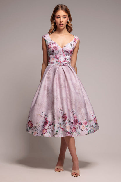 Summer dresses for women, floral midi dress with sweetheart neckline