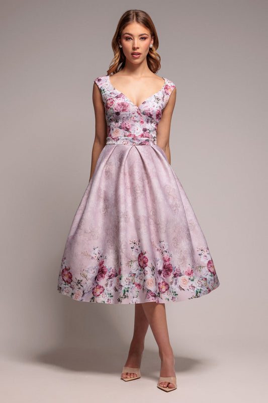 Summer dresses for women, floral midi dress with sweetheart neckline