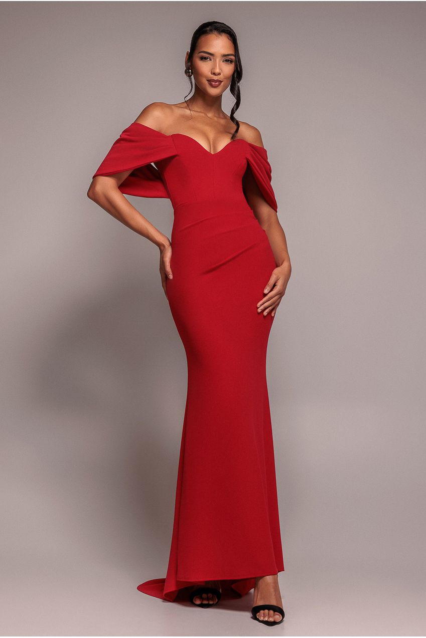 Off the shoulder formal dresses for women with draped sleeves