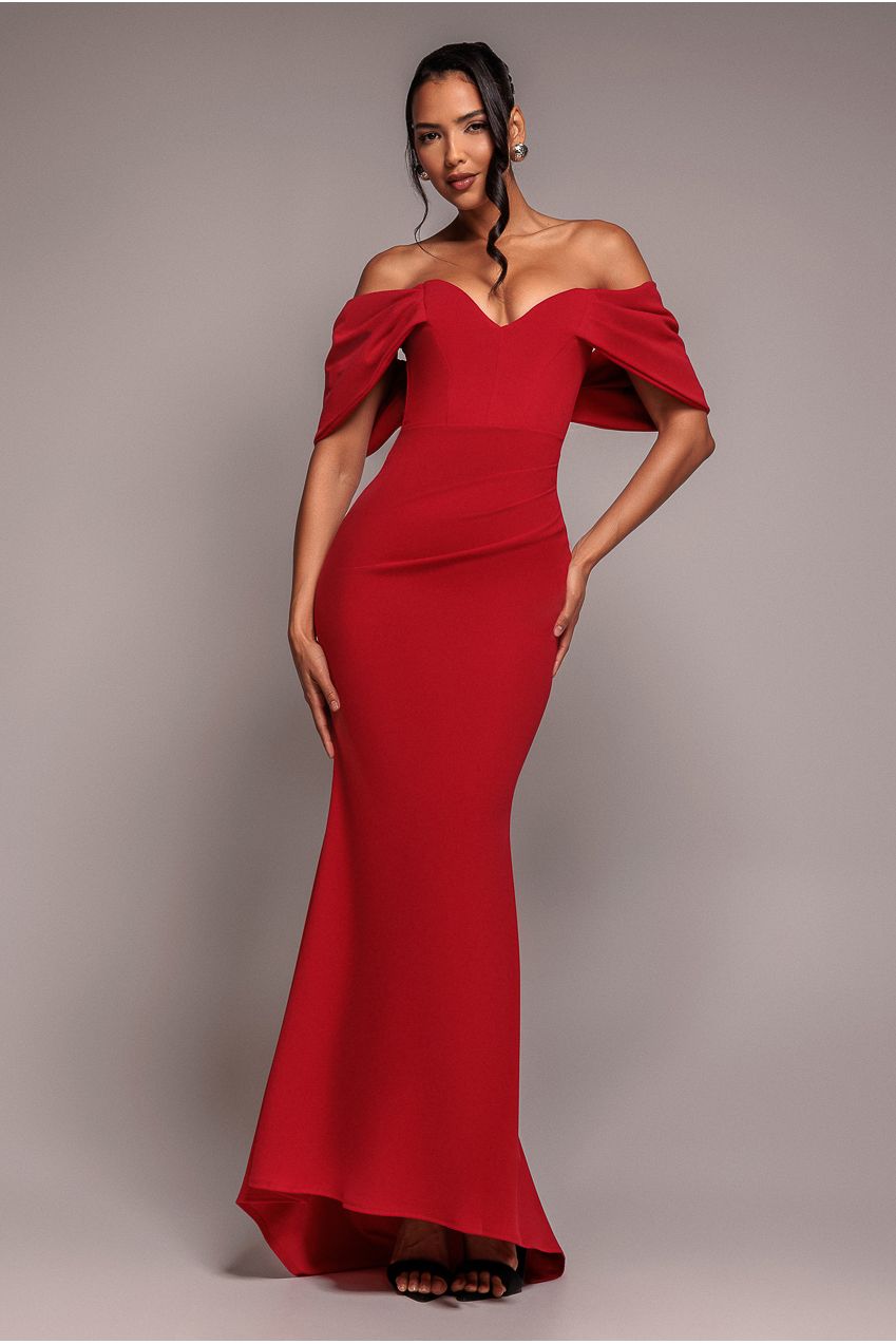 Off the shoulder formal dresses for women with draped sleeves