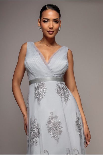 Wedding guest dress for women with v-neck and high low hem