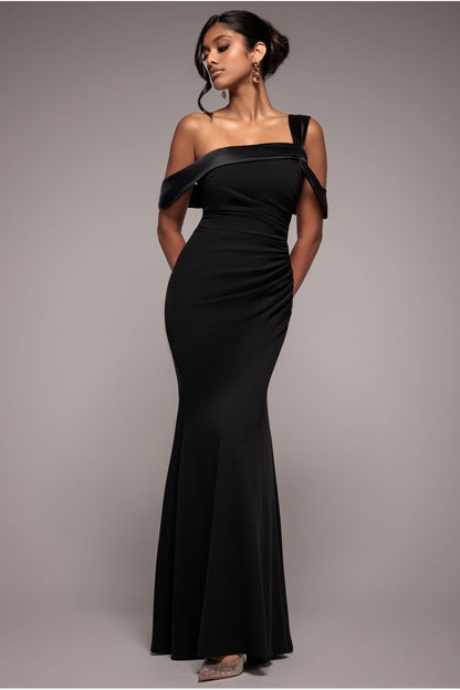 Formal dresses for women, one shoulder maxi dress with satin band