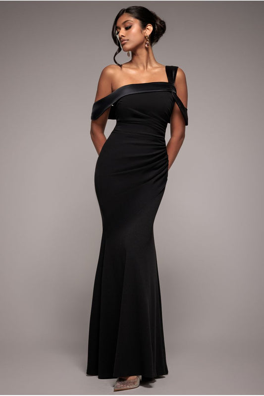 Formal dresses for women, one shoulder maxi dress with satin band