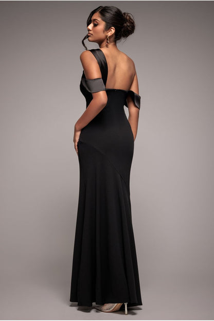 Formal dresses for women, one shoulder maxi dress with satin band