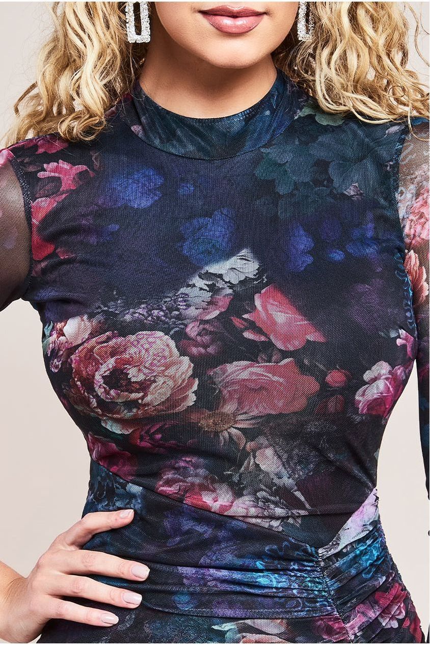 Asymmetric hem midi dress for women with long sleeves and gathered waist
