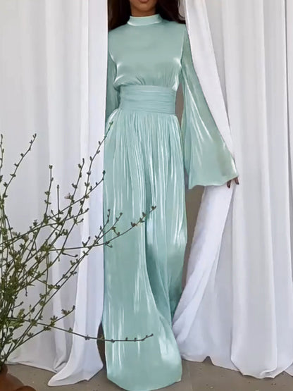 Formal dresses for women high neck maxi dress with flared sleeves