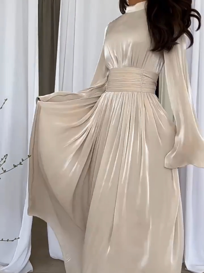 Formal dresses for women high neck maxi dress with flared sleeves