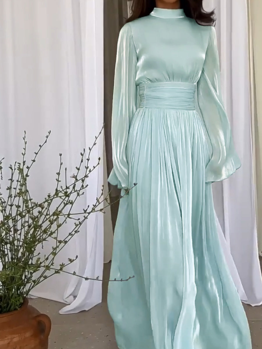Formal dresses for women high neck maxi dress with flared sleeves