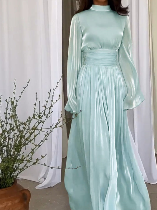 Formal dresses for women high neck maxi dress with flared sleeves