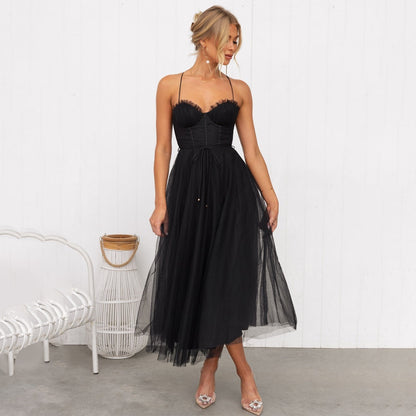 Cocktail dresses for women with corset bodice and midi length