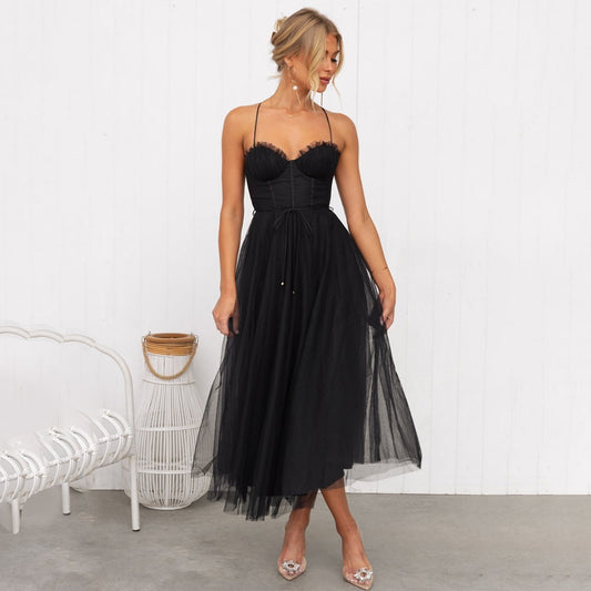 Cocktail dresses for women with corset bodice and midi length