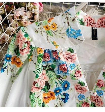 Summer dresses for women, floral mini dress with long puff sleeves