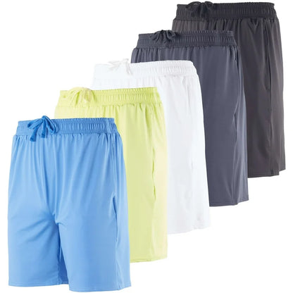 Mens shorts 5 pack with pockets and drawstring waist for gym and training